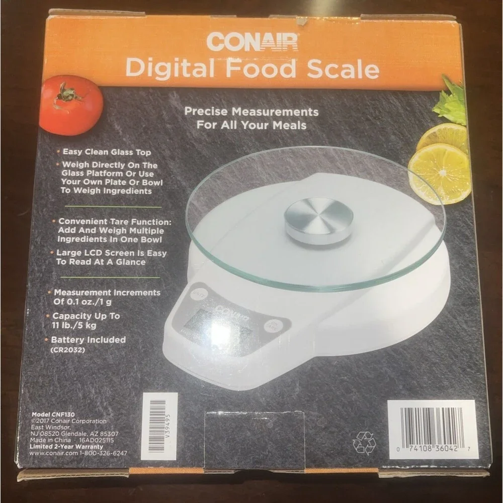 CONAIR Professional DIGITAL FOOD SCALE Glass Top 11 Ib Capacity  NEW IN BOX